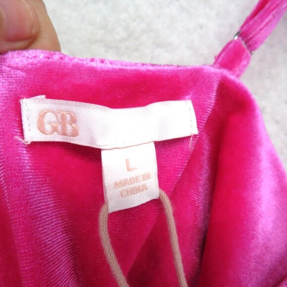 GB Dress Size Large Hot Pink Velvety Adjustable Spaghetti Strap Mini Bodycon New - Picture 5 of 10